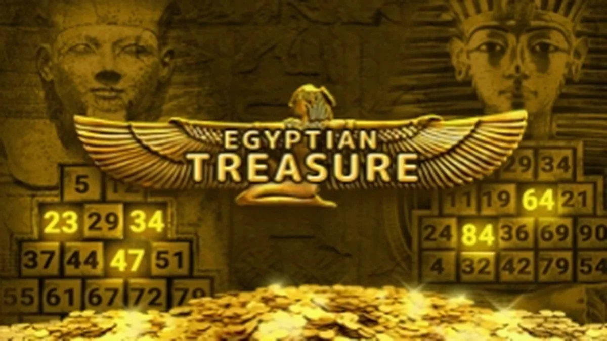 Interface do jogo de slot Egyptian Treasure com tema egípcio