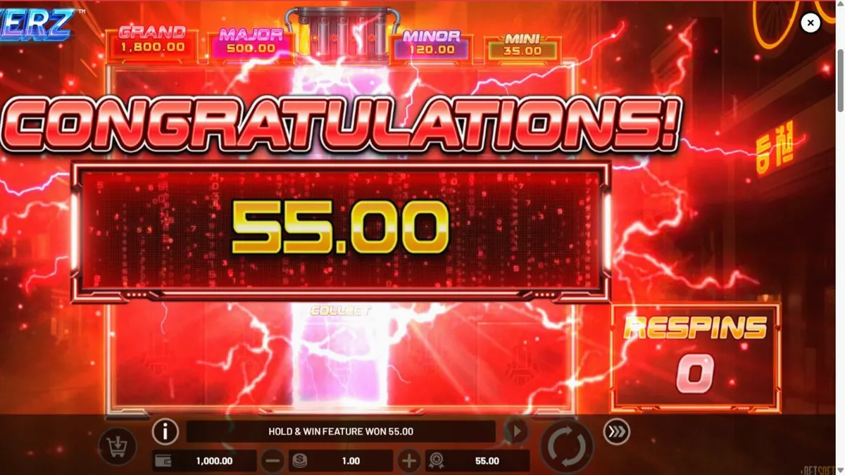 Interface futurista e neon do slot Breakerz da Betsoft