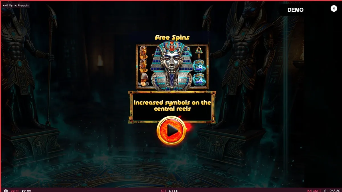 Interface do slot Mystic Pharaoh com símbolos egípcios e hieróglifos